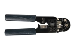 לוחץ רשת RJ45 קפיצי, דגם 13508: הצד המסומן בידיות פתוחות, הטבעת FOR COND 8P8C USE ליד פתח הלחיצה