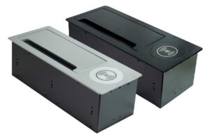 קופסת חיבורים פופ-אפ אלומיניום לשולחן עם טעינה אלחוטית כסף/שחור