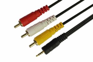 כבל תקע 3RCA לתקע AUX 2.5mm TRRS באורך 1.8 מטר