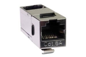 מעביר קיסטון RJ45 בזווית מסוכך CAT6/A – 2 שקעים, דגם 17615