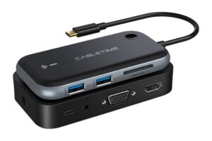 מתאם תצוגה אלחוטי USB-C – מבט זווית קדמי, יציאות נראות