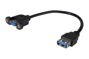 כבל USB3.0 שקע-שקע שחור להתקנה בפנל