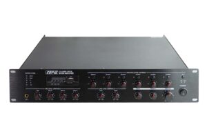 מגבר מיקסר 6 אזורים 240-500W – פאנל קדמי עם ווסת ובורר לכל אזור, נגן USB/SD ורדיו FM, דגם 31000G
