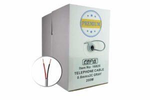 כבל דרופ אפור 2 גידים בגליל 200 מ׳