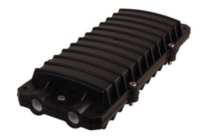 קלוז'ר אופטי אופקי לתנאי חוץ 12 סיבים IP68, דגם CR-HES12 – סגור, מבט אלכסוני