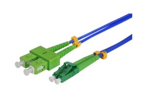 מגשר אופטי משוריין כפול LC-SC APC – תקריב על ראשי המחברים, דגם CR-LSDA-A0