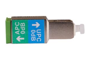 מתאם CR-SAUFM SC היברידי UPC ל-APC ל-OTDR, מבט עילי עם התווית המודפסת UPC/APC 0dB